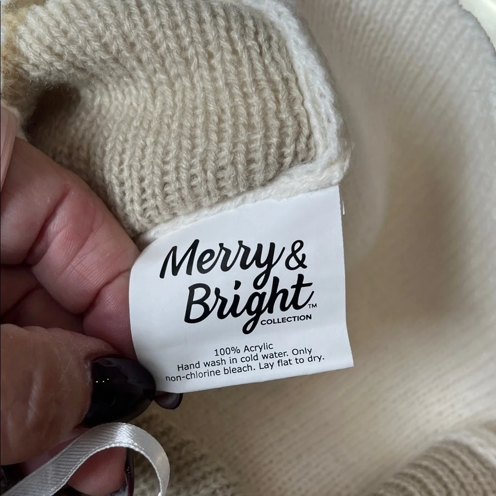 Dog Turtleneck Sweater & Matching Scarf. Cream and Pink by Merry & Bright NWT